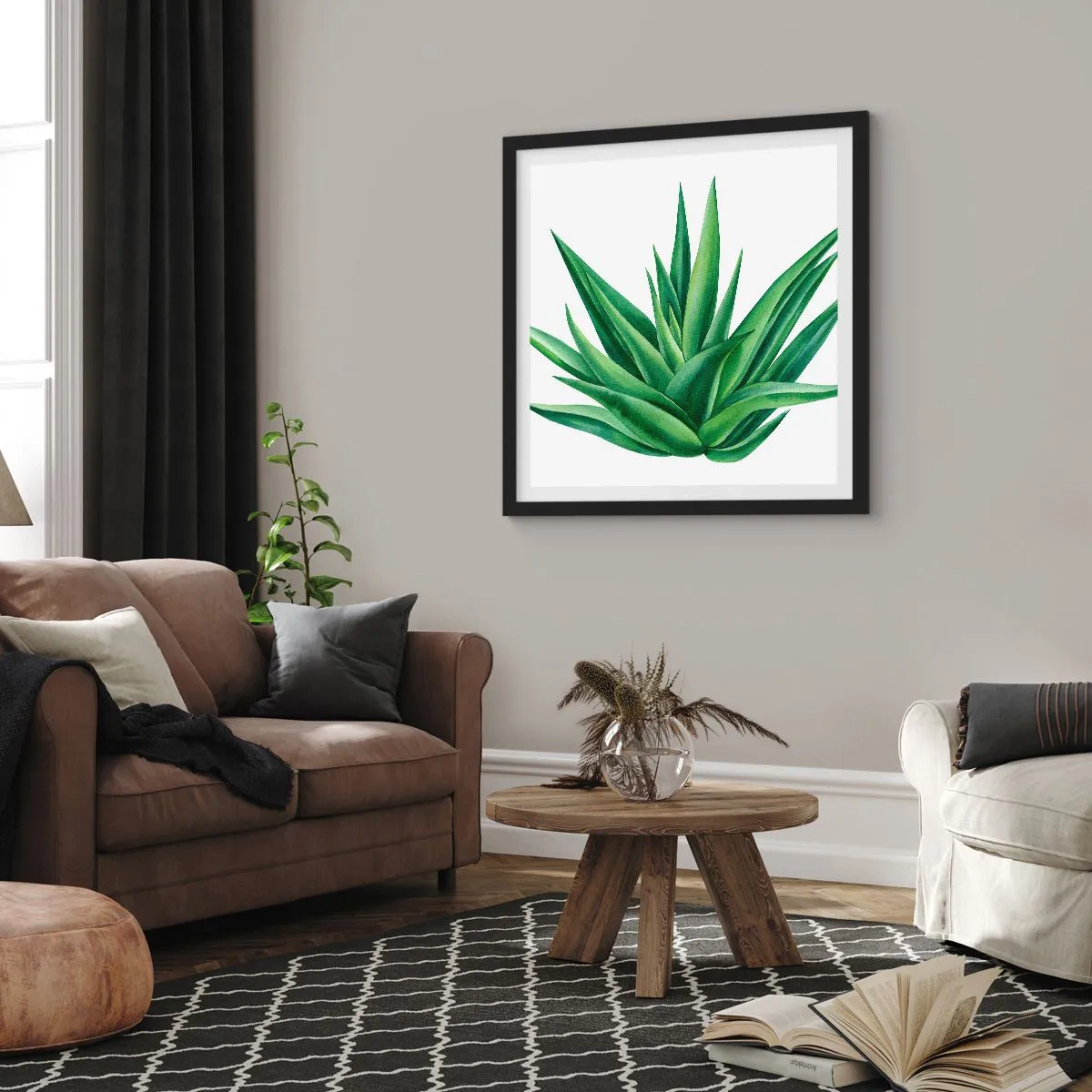 Póster en marco negro - Verde - fuerza - vida - 30x30 cm