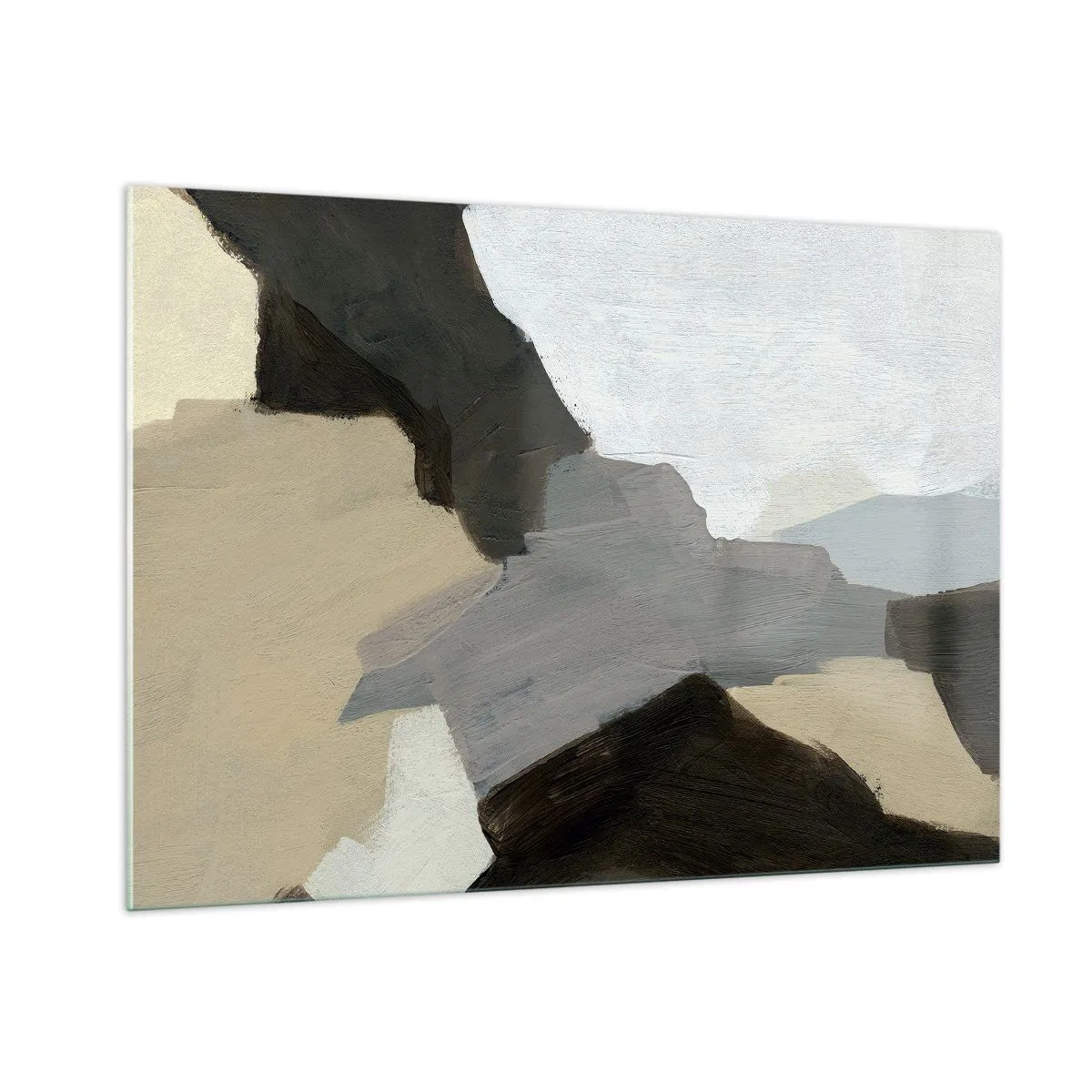 Cuadro sobre vidrio - Impresiones sobre Vidrio - Una composición abstracta moderna en tonos grises. - 100x70cm - Abstracción: partes del gris - Decoración de pared moderna para salón y dormitorio ARTTOR