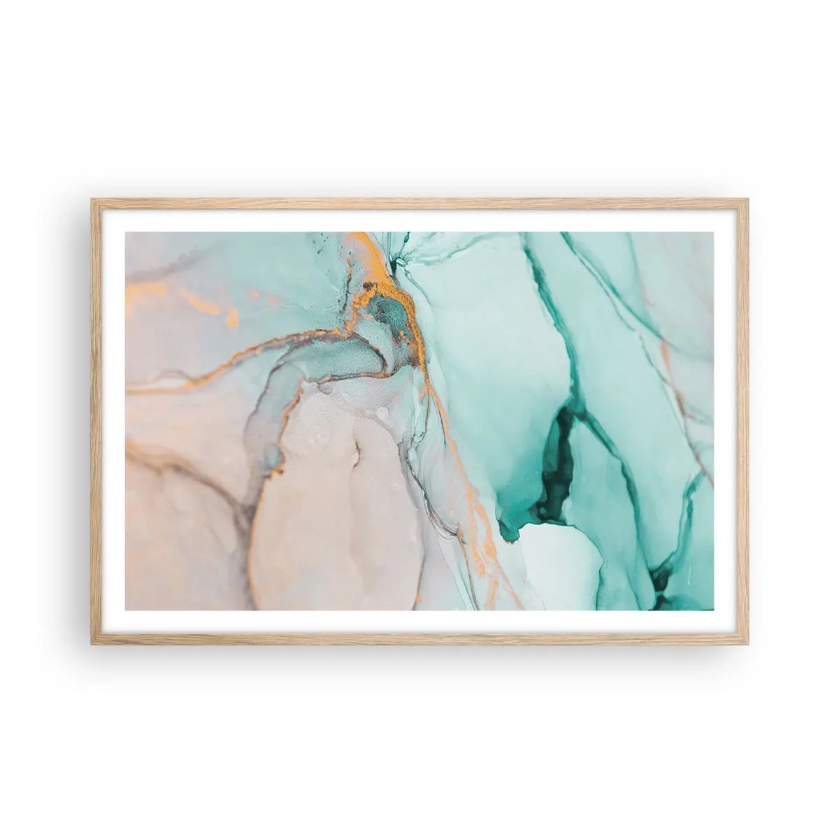 Póster en marco roble claro - Danza de formas y colores - 91x61 cm