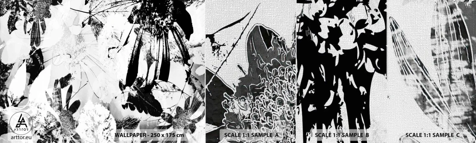 Muestra de fotomural Premium Canvas - Otoño en negativo - Abstracción, flores, Gráficos - 100x30 cm