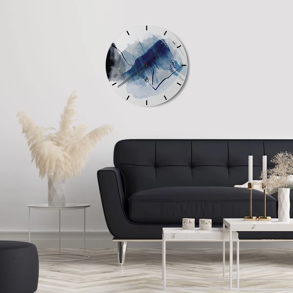 Reloj de pared - Reloj de vidrio - Una forma abstracta azul que se asemeja a un iceberg. - 30x30cm - Montaña helada - Decoración de pared moderna para salón, cocina y dormitorio ARTTOR