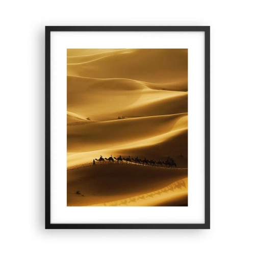 Póster en marco negro - Caravana sobre las olas del desierto - 40x50 cm