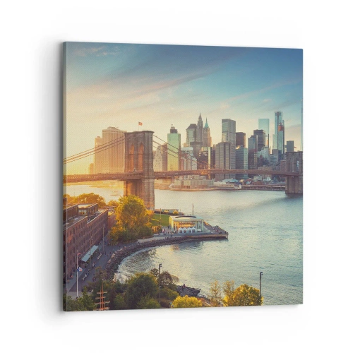 Cuadro sobre lienzo - Impresión de Imagen - El amanecer de la gran ciudad - 70x70 cm