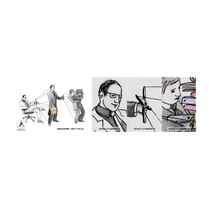 Muestra de fotomural Premium Sand - Cada cual tiene su señor - Abstracción, Hombre, Trabajar - 100x30 cm