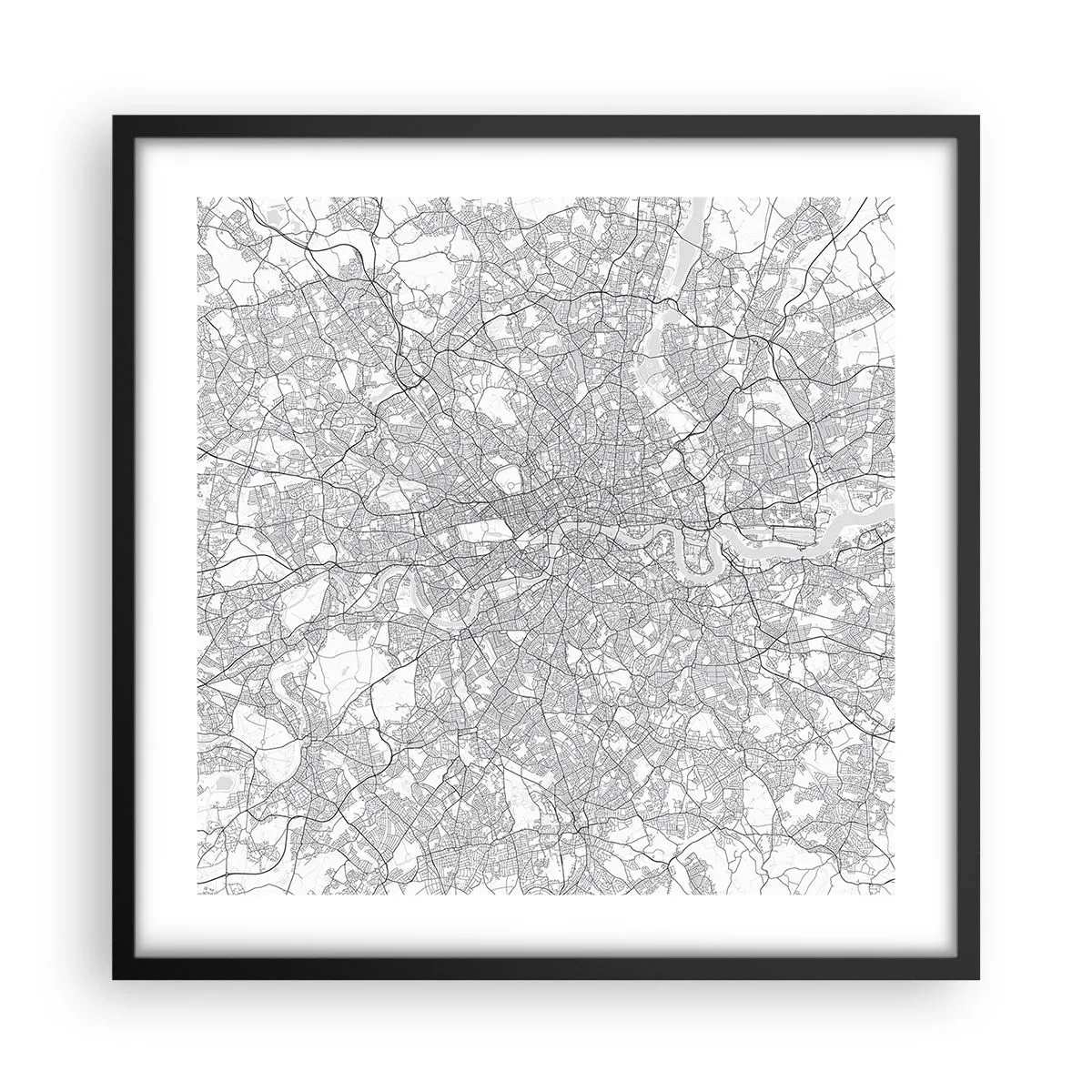 Póster en marco negro - Un mapa del laberinto de Londres - 50x50 cm