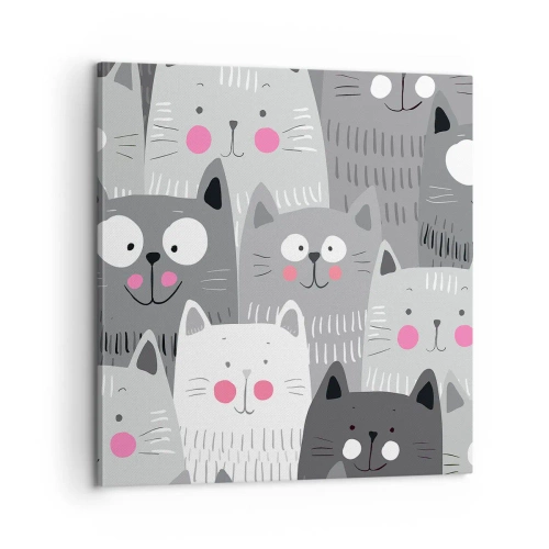 Cuadro sobre lienzo - Impresión de Imagen - El mundo de los gatos - 60x60 cm