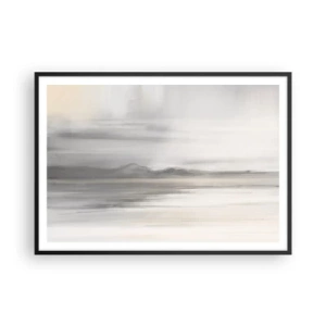 Póster en marco negro - Un paisaje sutil en tonos grises y beige. - 100x70cm - Una distancia reflexiva - Decoración de pared moderna para salón y dormitorio ARTTOR