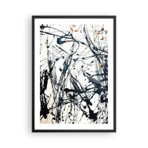 Póster en marco negro - Abstracción expresiva en el estilo de la pintura gestual. - 50x70cm - Abstracción expresionista - Decoración de pared moderna para salón y dormitorio ARTTOR