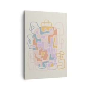 Cuadro sobre lienzo - Impresión de Imagen - Líneas abstractas pastel que crean patrones geométricos. - 70x100cm - Laberinto - una alegre aventura - Decoración de pared moderna para salón y dormitorio ARTTOR