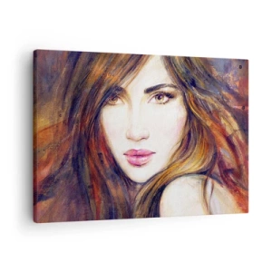 Cuadro sobre lienzo - Impresión de Imagen - Retrato de una mujer en estilo pictórico. - 70x50cm - Veo tus pensamientos - Decoración de pared moderna para salón y dormitorio ARTTOR