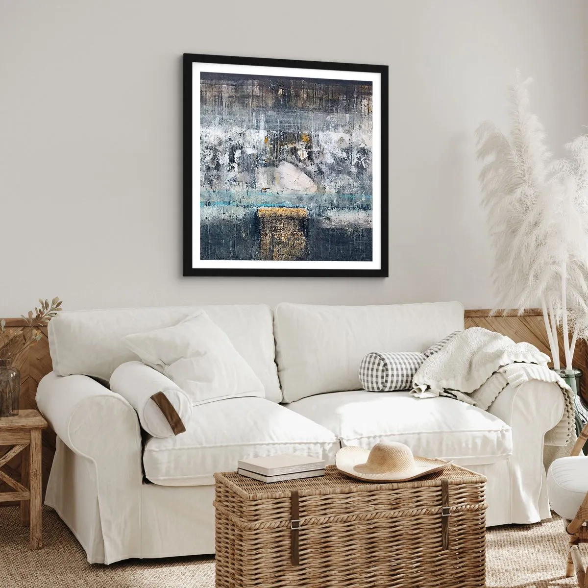Póster en marco negro - Hielo abstracto - 60x60 cm