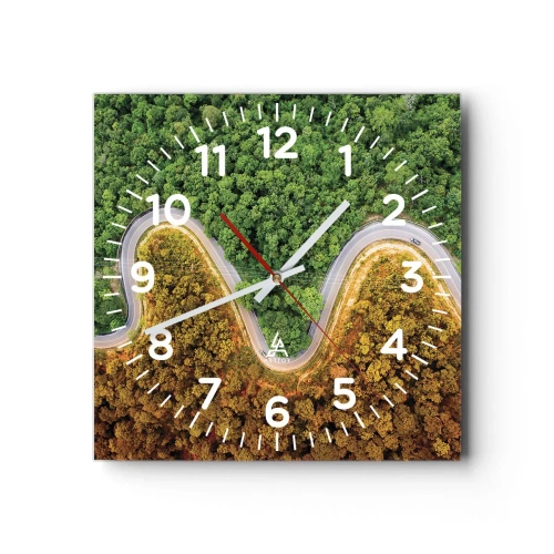 Reloj de pared - Reloj de vidrio - Frontera serpenteante - 40x40 cm