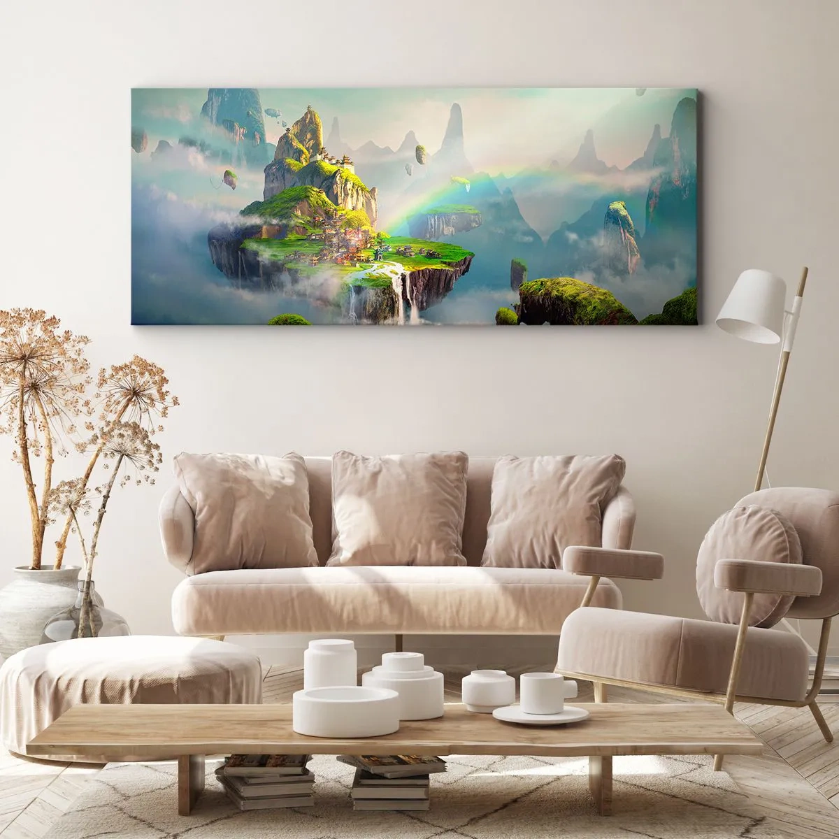 Cuadro sobre lienzo - Impresión de Imagen - El medio de la nada - islas flotantes - 100x40 cm