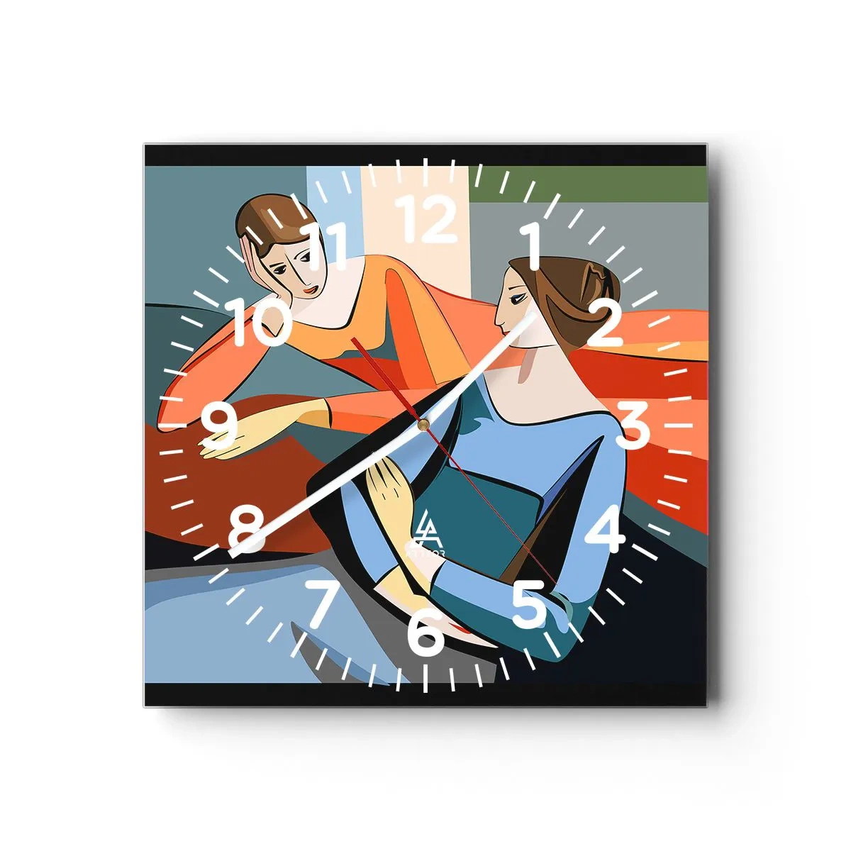 Reloj de pared - Reloj de vidrio - Un momento de confidencias - 40x40 cm