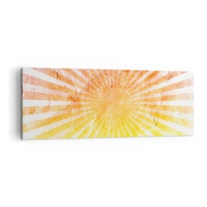 Cuadro sobre lienzo - Impresión de Imagen - Rayos de sol en tonos naranja y amarillo. - 140x50cm - Renacer del sol - Decoración de pared moderna para salón y dormitorio ARTTOR