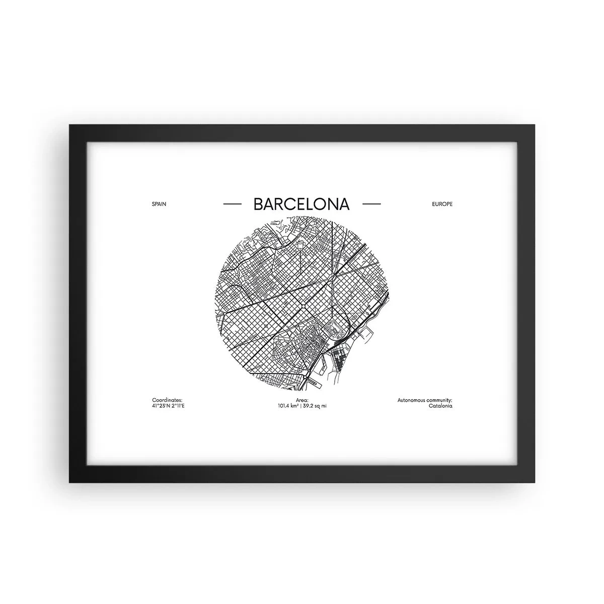 Póster en marco negro - Anatomía de Barcelona - 40x30 cm