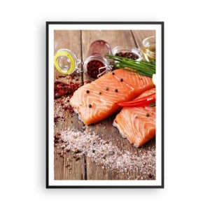 Póster en marco negro - Una aventura noruega en la cocina - 70x100 cm