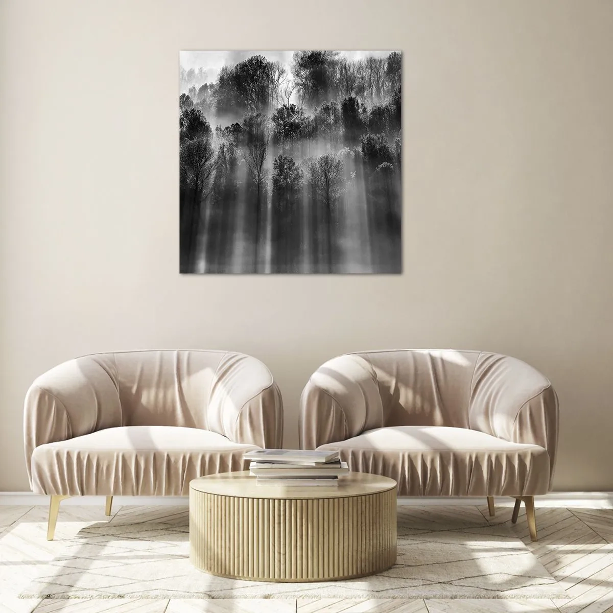 Cuadro sobre vidrio - Impresiones sobre Vidrio - En los flujos de luz - 60x60 cm