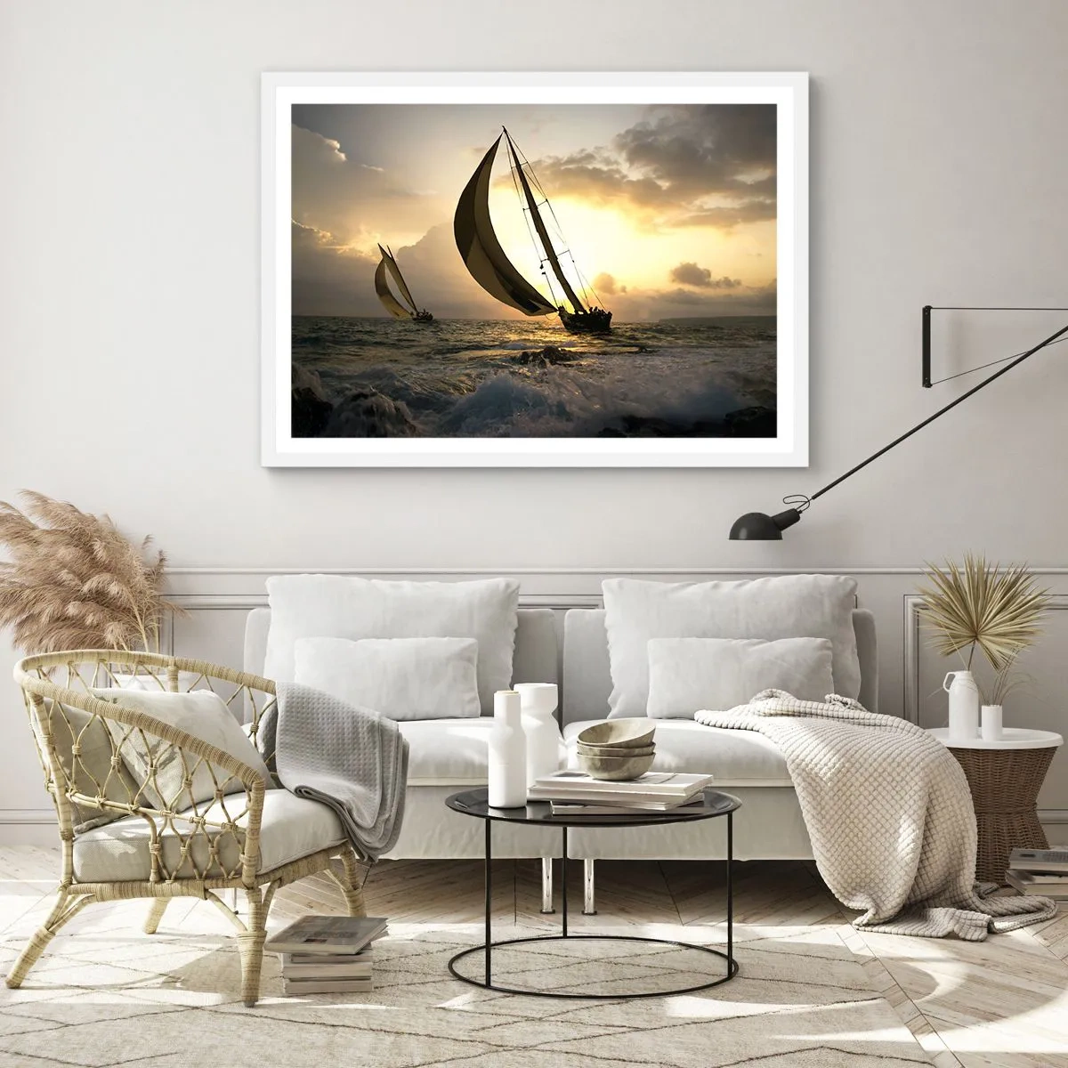 Póster en marco blanco - En contra y a favor del viento - 91x61 cm