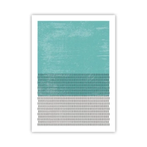 Póster - Patrón geométrico con elementos turquesas y blancos en un estilo minimalista. - 50x70cm - Composición equilibrada - Decoración de pared moderna para salón y dormitorio ARTTOR