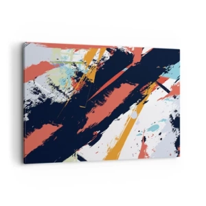 Cuadro sobre lienzo - Impresión de Imagen - Pinceladas abstractas en colores vibrantes - 100x70cm - Composición dinámica - Decoración de pared moderna para salón y dormitorio ARTTOR