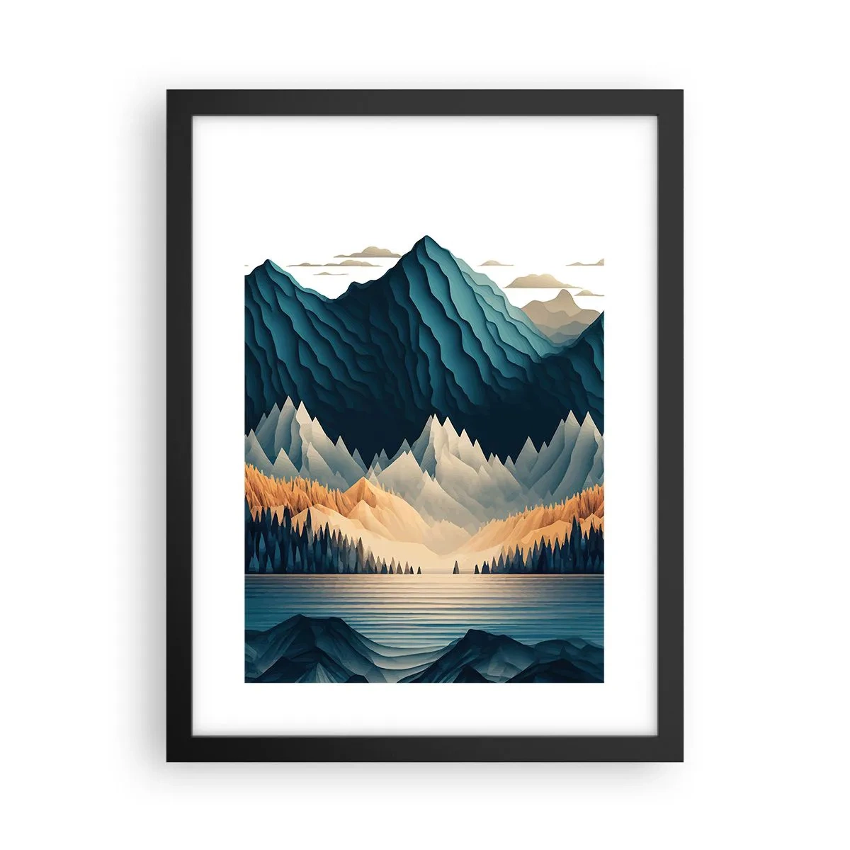 Póster en marco negro - Paisaje perfecto de montañas - 30x40 cm
