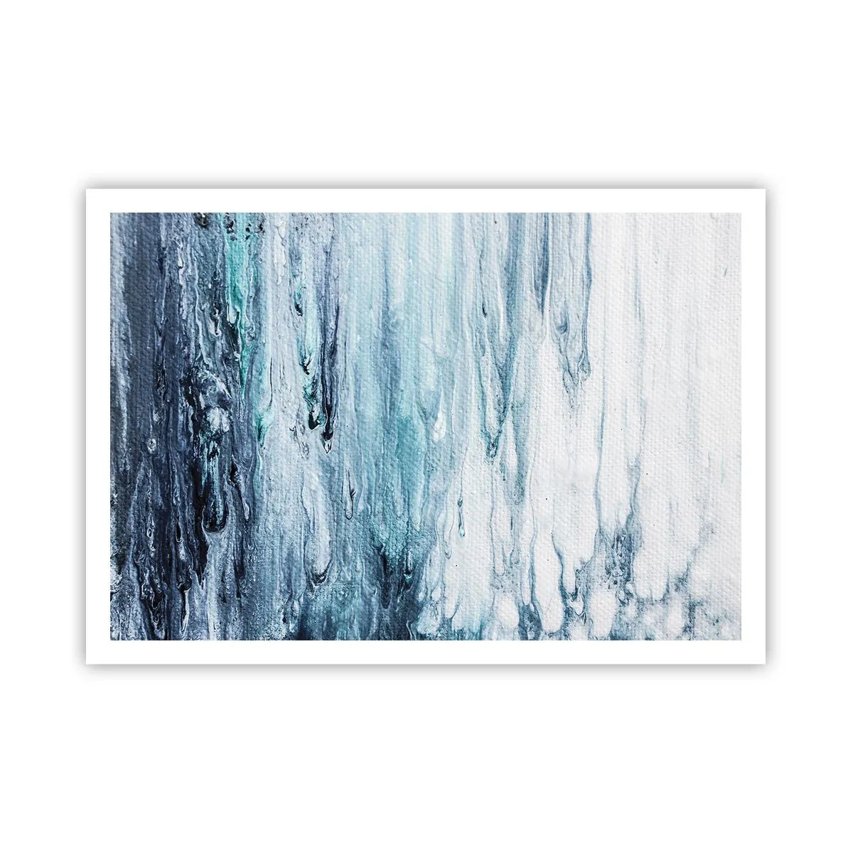 Póster - Rayas abstractas azules y blancas que se asemejan a carámbanos - 100x70cm - Carámbanos de azul - Decoración de pared moderna para salón y dormitorio ARTTOR