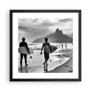 Póster en marco negro - Samba para una ola - 40x40 cm