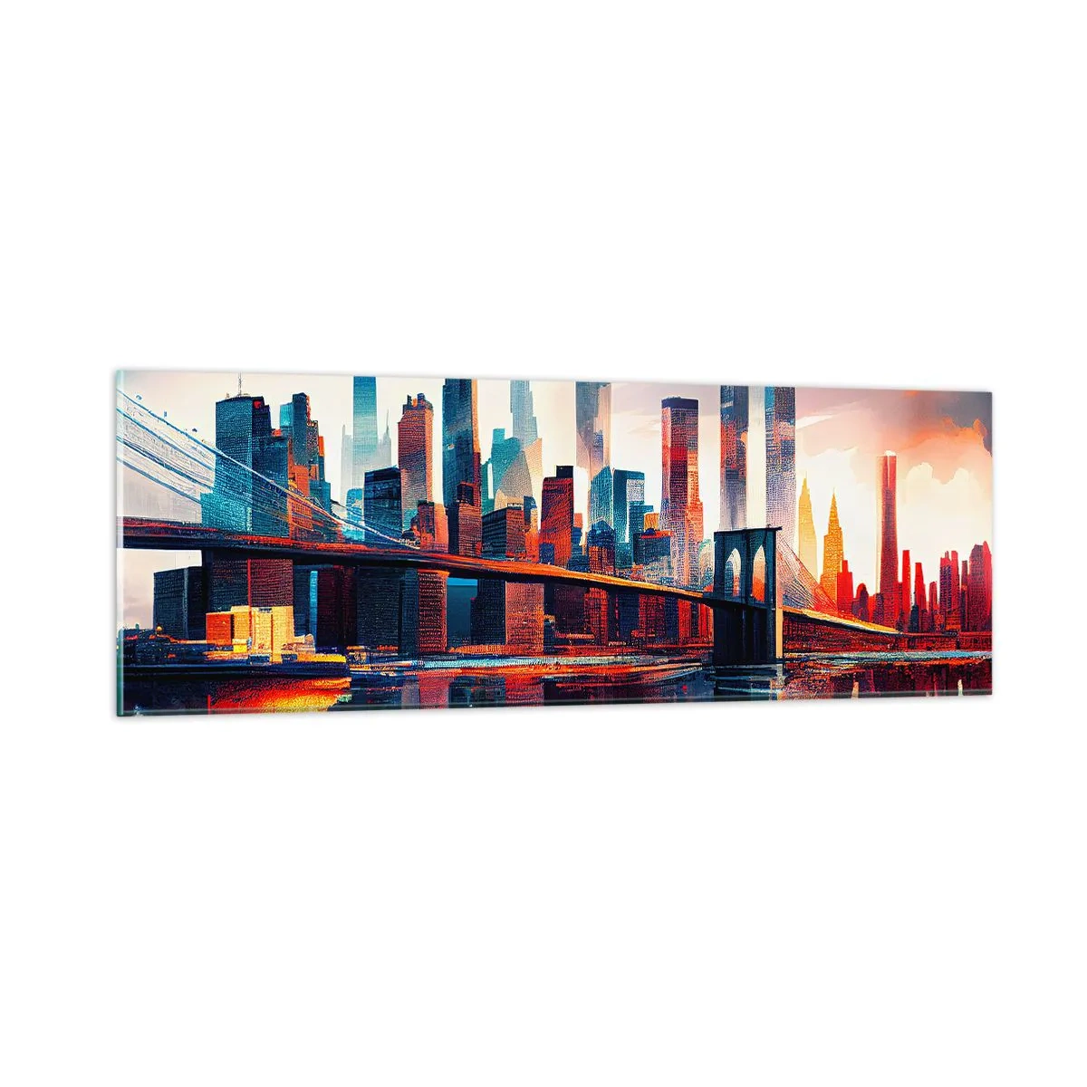 Cuadro sobre vidrio - Impresiones sobre Vidrio - Nueva York siempre luce - 90x30 cm