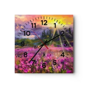 Reloj de pared - Reloj de vidrio - En un valle bajo la protección del sol - 40x40 cm