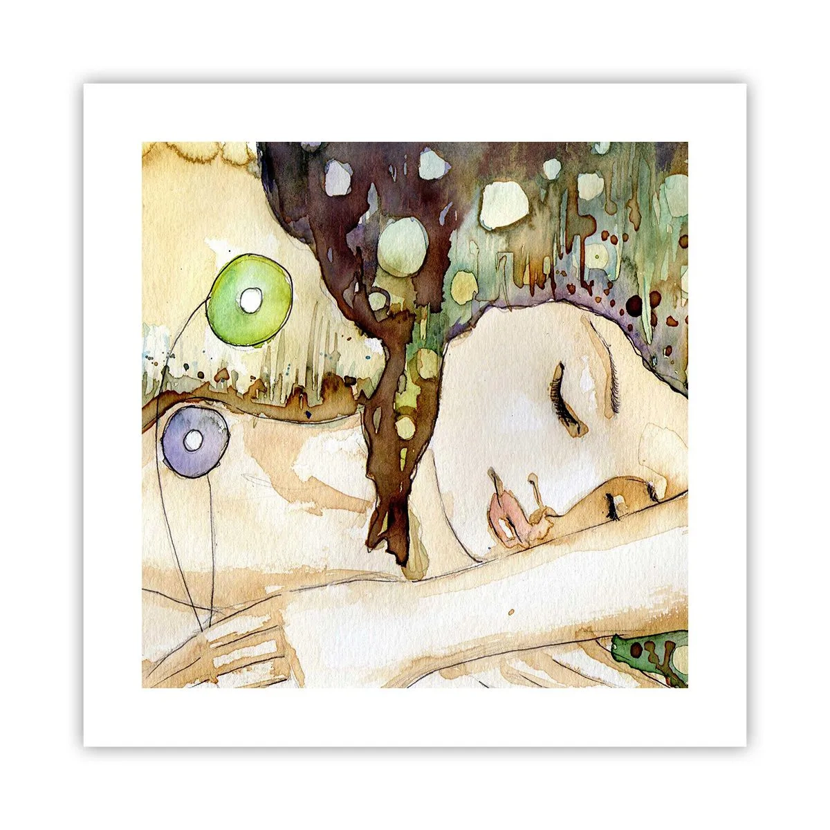 Póster - Sueño esmeralda y violeta - 40x40 cm