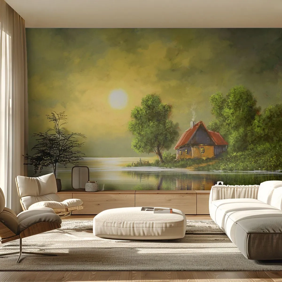 Fotomural Premium Canvas - Es hermoso, como salido de un cuadro - Paisaje, Casa de Campo, Velero - 250x175 cm