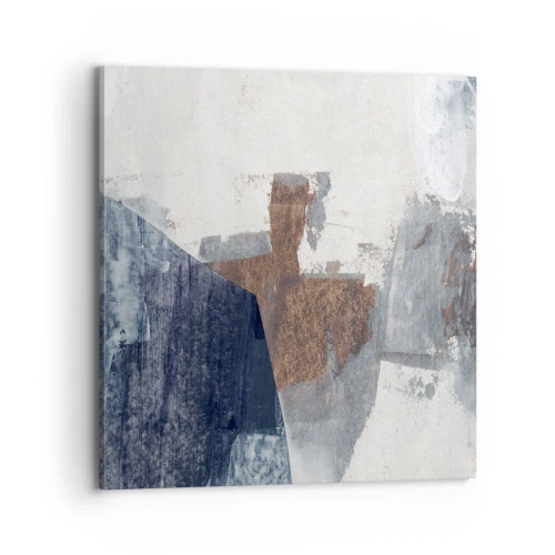 Cuadro sobre lienzo - Impresión de Imagen - Formas azules y marrones - 70x70 cm