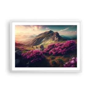 Póster en marco blanco - Verano en las montañas - 70x50 cm