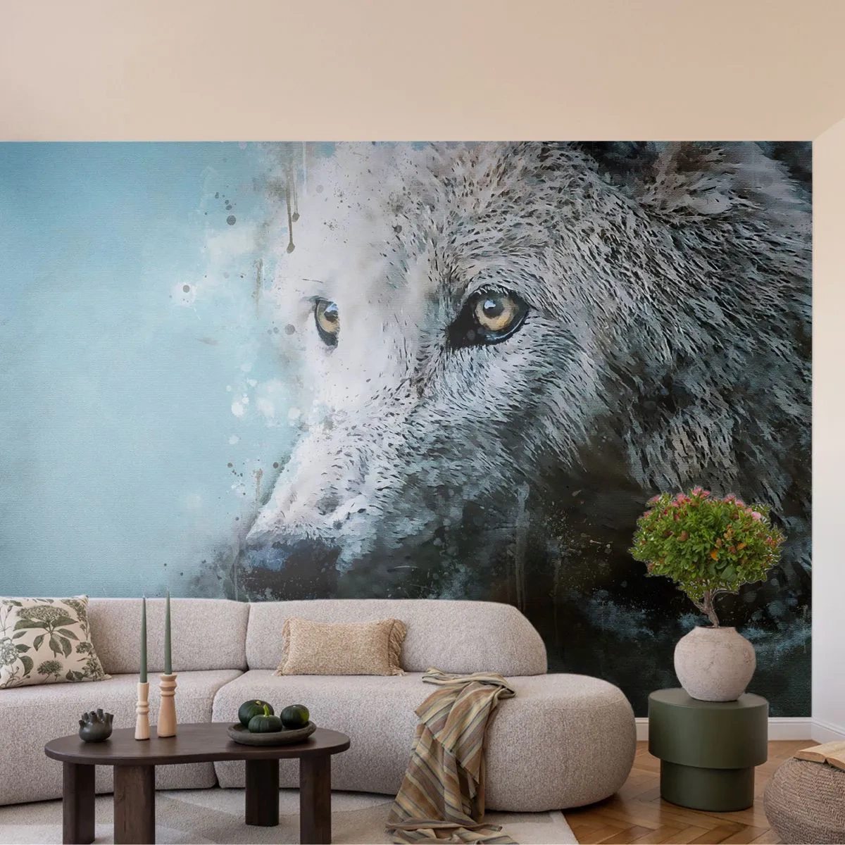 Fotomural Premium Sand - Conoce el alma del lobo - animales, Lobo, Depredador - 400x280 cm