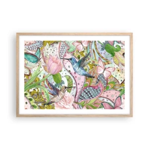 Póster en marco roble claro - Enredado en las vides - 70x50 cm