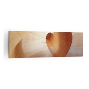 Cuadro sobre lienzo - Impresión de Imagen - Espiral abstracta en tonos madera y marrón claro. - 160x50cm - Serpentina arquitectónica - Decoración de pared moderna para salón y dormitorio ARTTOR