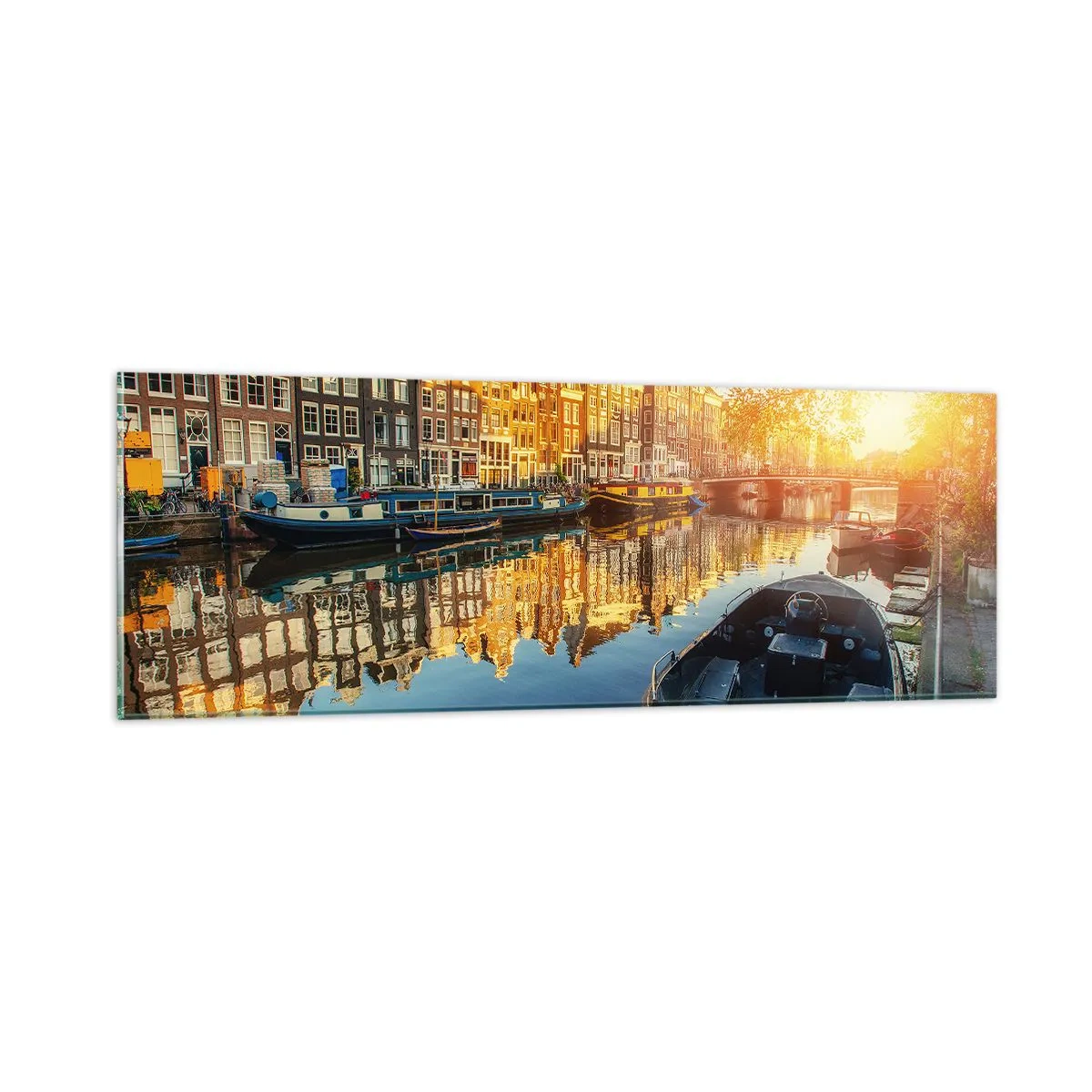 Cuadro sobre vidrio - Impresiones sobre Vidrio - Mañana en Ámsterdam - 90x30 cm