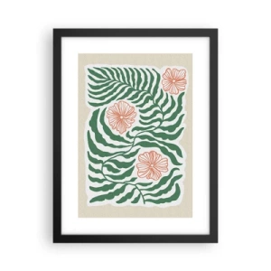 Póster en marco negro - Florecido en verde - 30x40 cm