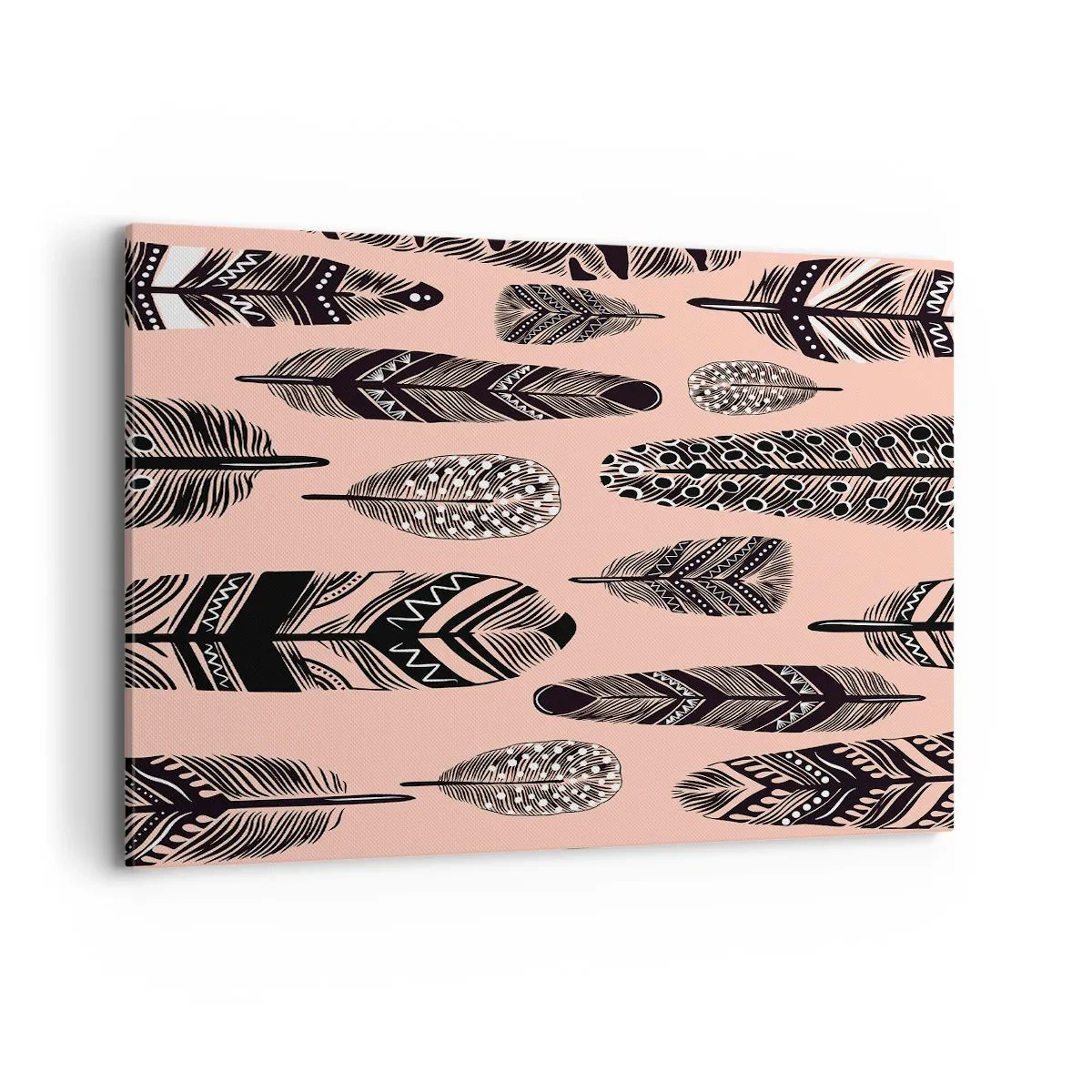 Cuadro sobre lienzo - Impresión de Imagen - Plumas decorativas sobre un fondo claro. - 120x80cm - Una colección india - Decoración de pared moderna para salón y dormitorio ARTTOR