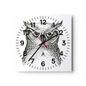 Reloj de pared - Reloj de vidrio - Con sabiduría y amor - 40x40 cm