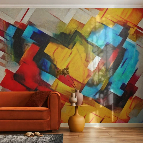 Fotomural Premium Canvas - Un popurrí multicolor - Abstracción, Cubismo, Pedazo - 150x105 cm