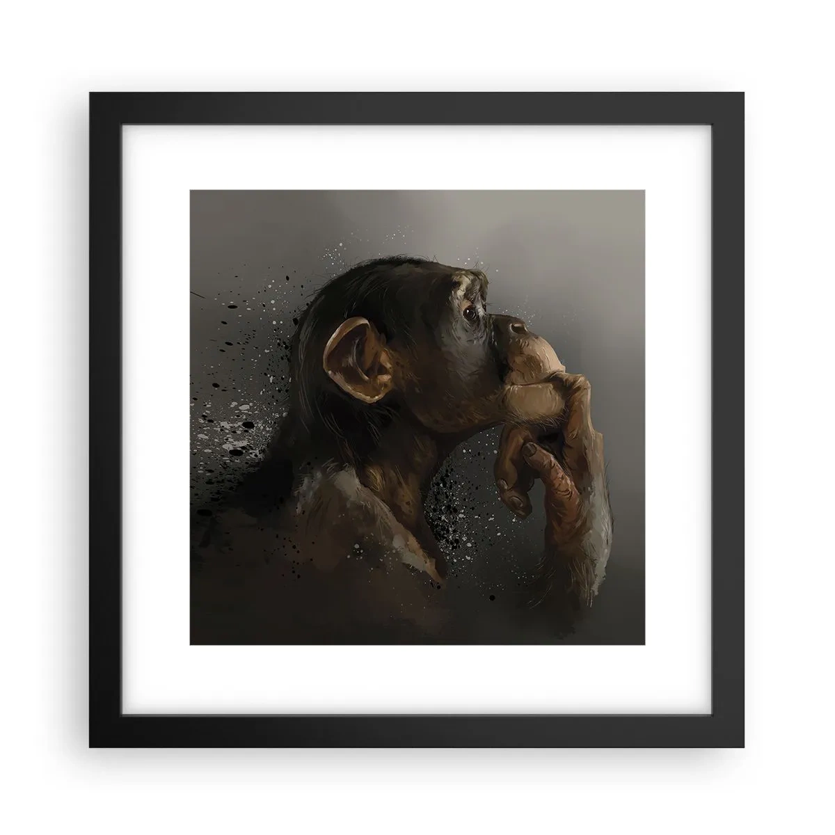 Póster en marco negro - La evolución del pensador - 30x30 cm