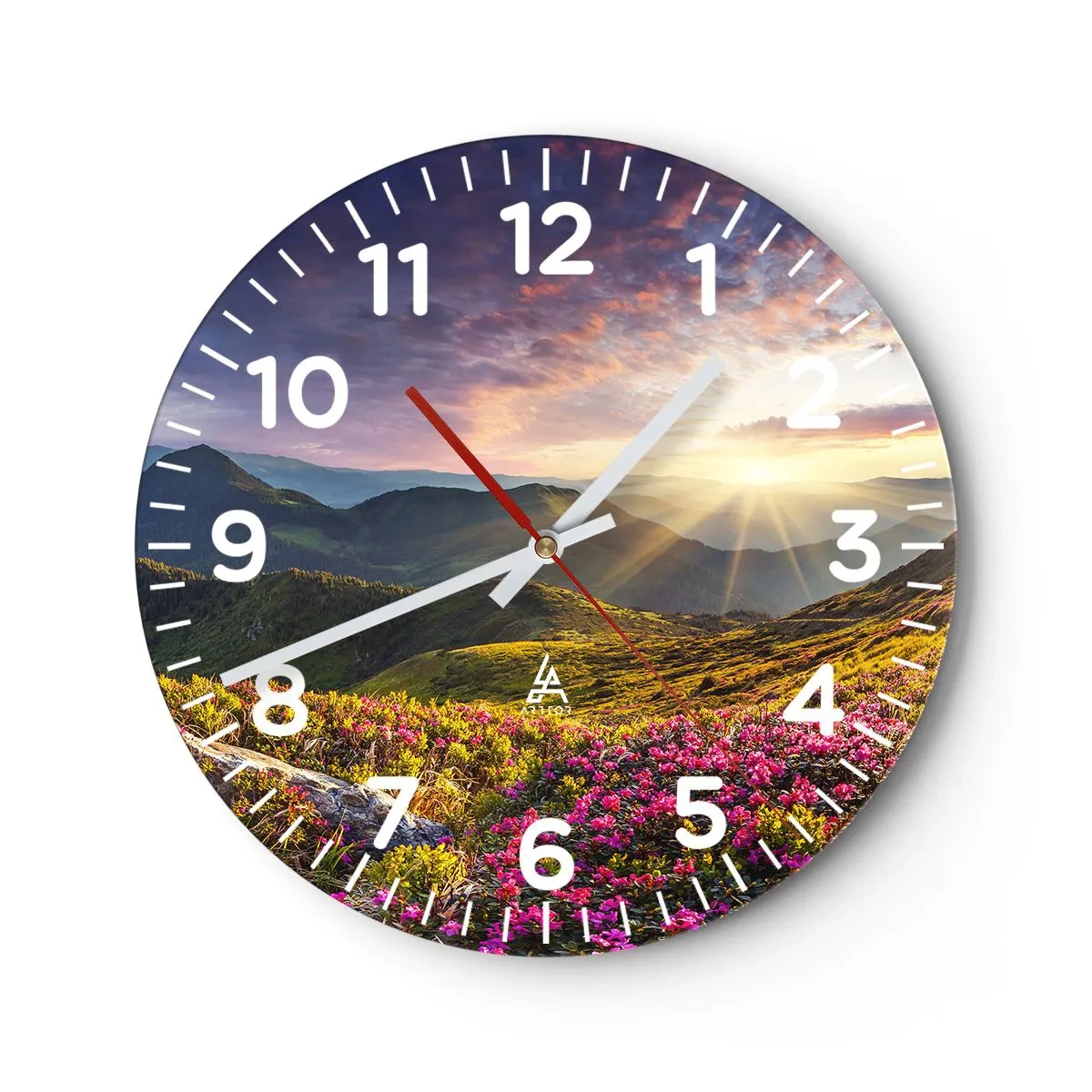 Reloj de pared - Reloj de vidrio - La frescura de una mañana de montaña - 40x40 cm