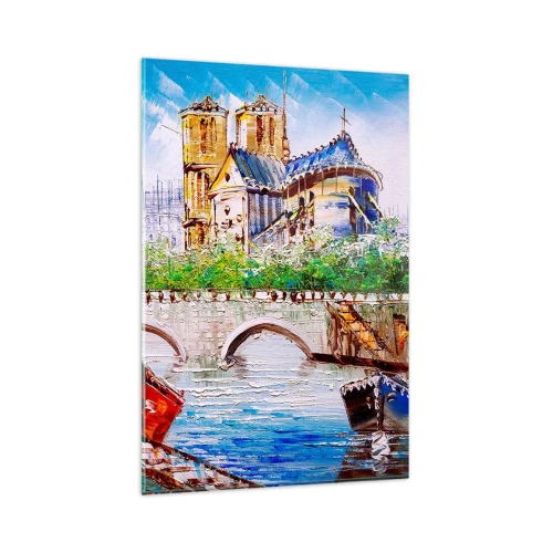 Cuadro sobre vidrio - Impresiones sobre Vidrio - Paisaje con un puente y una catedral de estilo clásico. - 80x120cm - Su tiempo nunca pasa - Decoración de pared moderna para salón y dormitorio ARTTOR