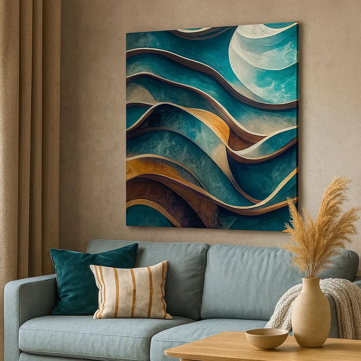 Cuadro sobre lienzo - Impresión de Imagen - Meandros de azul - 30x30 cm