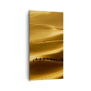 Cuadro sobre lienzo - Impresión de Imagen - Caravana sobre las olas del desierto - 65x120 cm