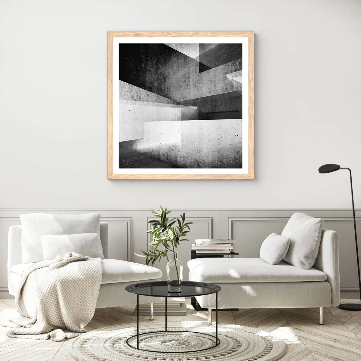 Póster en marco roble claro - La estructura del espacio - 60x60 cm