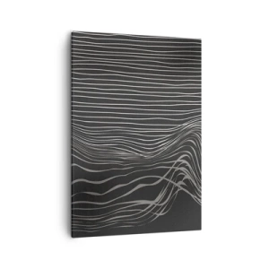 Cuadro sobre lienzo - Impresión de Imagen - Líneas blancas sobre un fondo gris oscuro en una disposición abstracta. - 50x70cm - Ritmo y acento - Decoración de pared moderna para salón y dormitorio ARTTOR