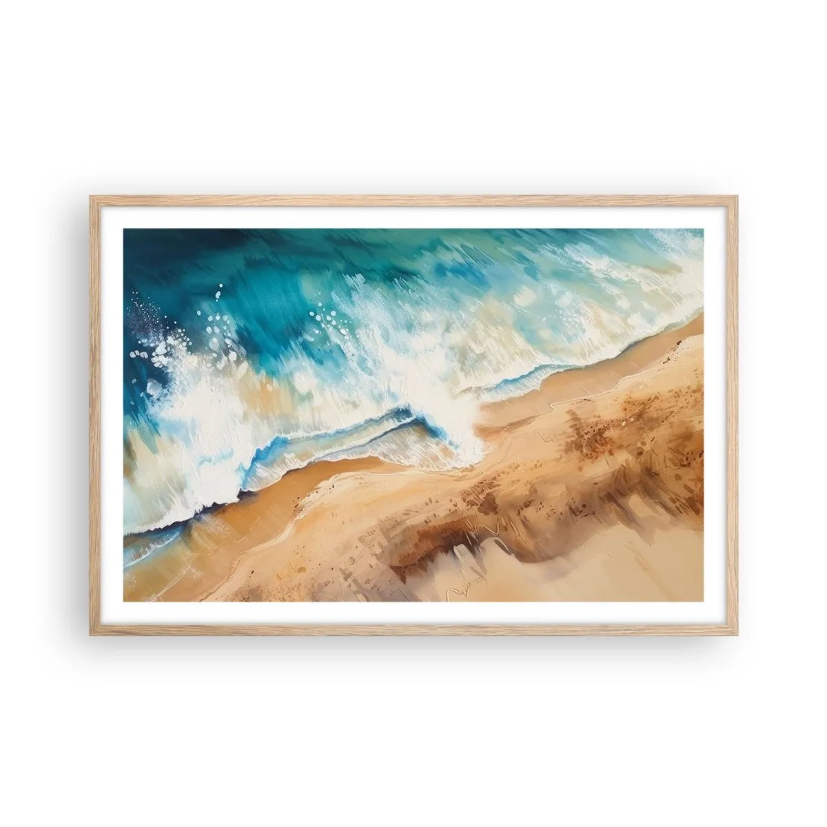 Póster en marco roble claro - Olas recurrentes - 91x61 cm